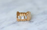 Bague 58 Bague Tank or rose, platine et diamants 58 Facettes