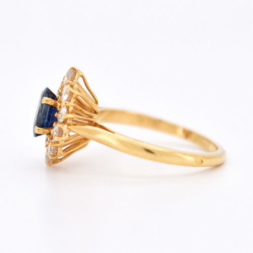 Bague 50 Bague Vintage Or 18 Carats, Saphir Naturel et Diamants - Circa 1980 58 Facettes 321