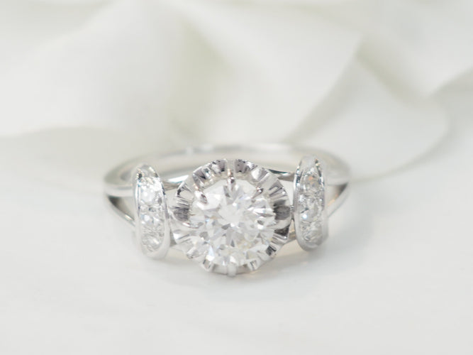 Bague 57 Bague solitaire en or blanc platine et diamant 1,20ct 58 Facettes 33557
