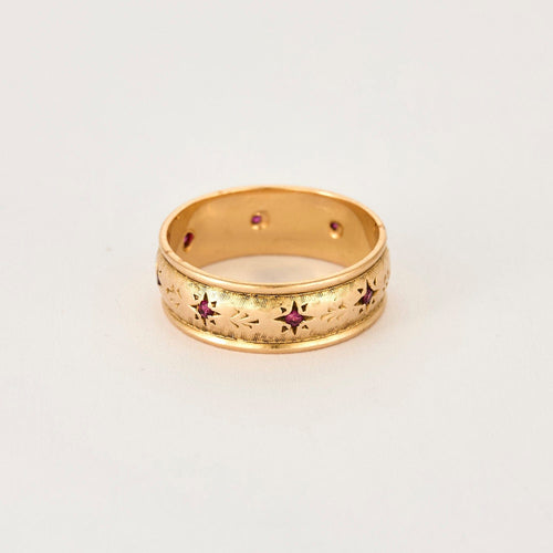 Bague 54,5 Bague jonc or jaunen et rubis 58 Facettes GU272
