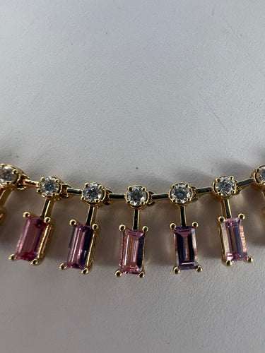 Collier Pink Sapphire & Diamond choker necklace 58 Facettes NECK-462