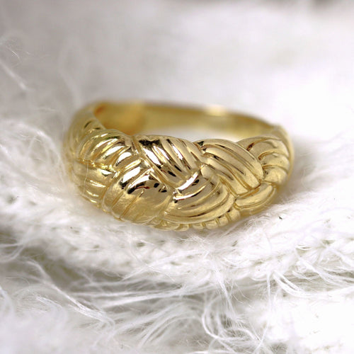 Bague 56 Bague or jaune tressé 58 Facettes CV128