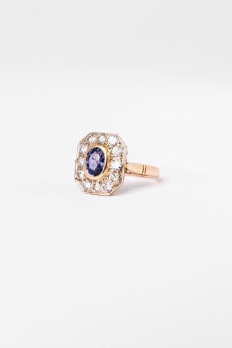 Bague 51 Bague en or jaune, saphir et diamants 58 Facettes