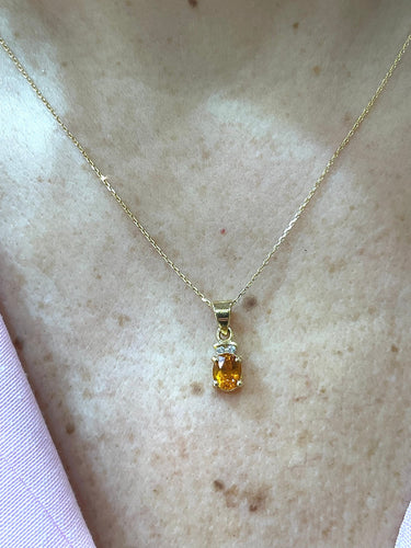 Pendentif Parure 2 pièces en or jaune 18 carats, diamants et citrines 58 Facettes
