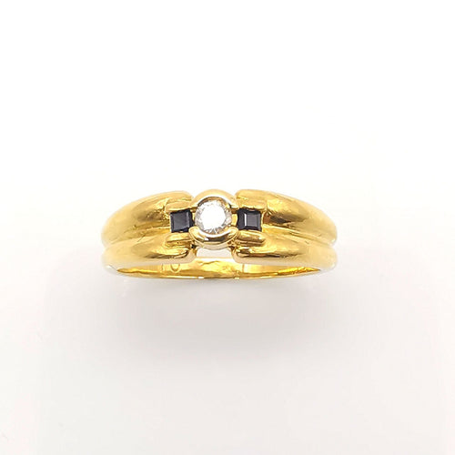 Bague 53 Bague or jaune diamant saphirs 58 Facettes