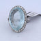 Bague 56 Bague en or blanc avec aigue-marine et diamants 58 Facettes