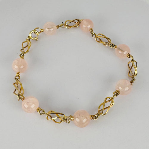 Bracelet Bracelet en or jaune orné de quartz rose, un bijou d'une beauté exceptionnelle. 58 Facettes 2508034