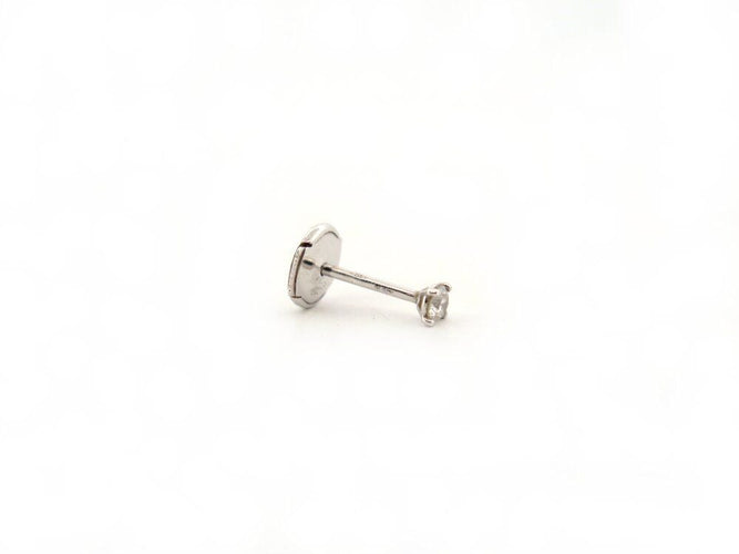 Boucles d'oreilles puce boucle d'oreille VANRYCKE valentine diamant 0.11 ct or blanc 18k 58 Facettes 266429