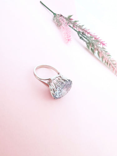 Bague Aigue-marine en solitaire Or Blanc 18 K