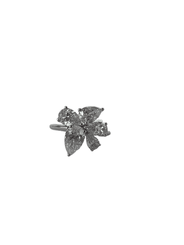 Bague Diamond solitaire flower 18k white gold ring 58 Facettes P756