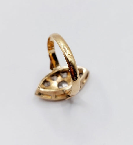 Bague 56 Bague marquise ancienne or rose, diamants taille rose 58 Facettes A05645