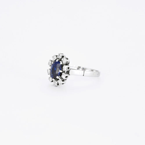 Bague 49 Bague marguerite en or et platine saphir diamants 58 Facettes