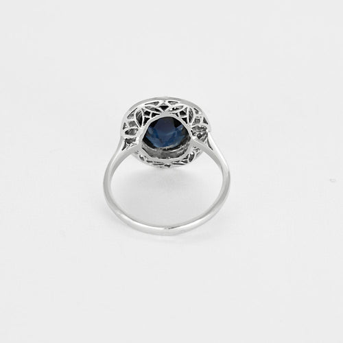 Bague 53 Bague en or blanc et platine, saphir et diamants 58 Facettes GU299
