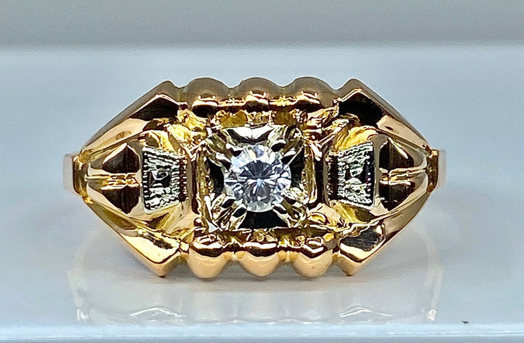 Bague 54 Bague en or jaune et diamants 58 Facettes AB311