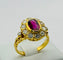 Bague 56 Bague en or jaune avec rubis et diamants 58 Facettes 50236
