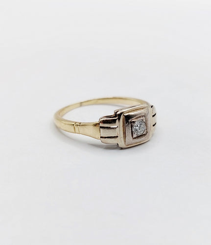 Bague 49.5 Bague Art Déco or deux tons, diamant 58 Facettes A05340