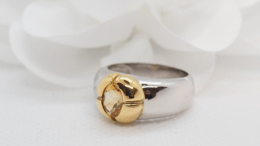 Bague 54 Bague en Or Bicolore & Citrine 58 Facettes 15885