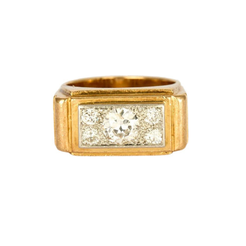 Bague 58.5 Bague Tank or blanc et jaune et diamant 58 Facettes 250018