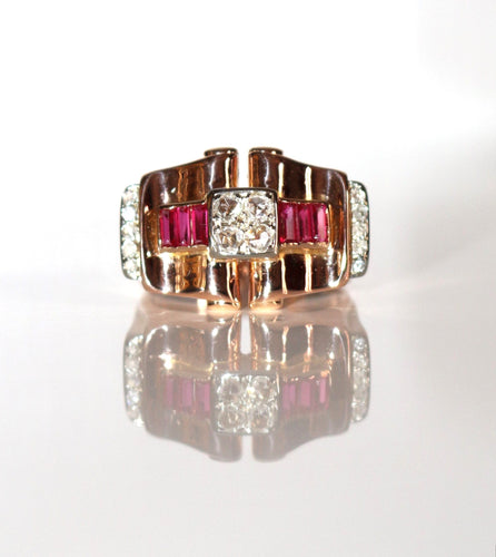 Bague 57 Bague Rétro Rubis Diamants 58 Facettes 543