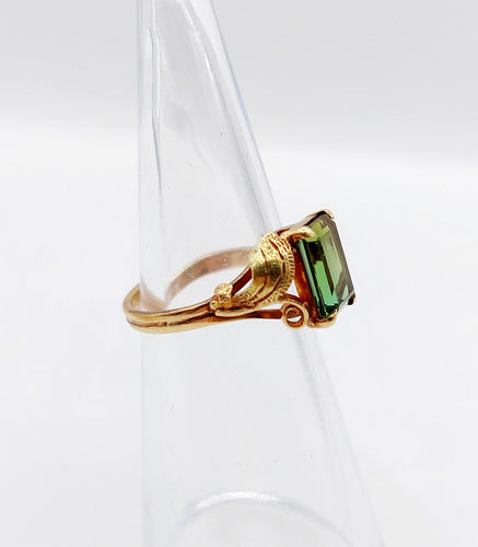 Bague 47.5 Bague art nouveau or 14k tourmaline et monture fleurie (circa 1910) 58 Facettes A06116