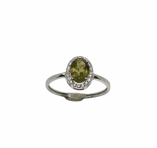 Bague 54 Bague or blanc quartz fumé et diamants 58 Facettes