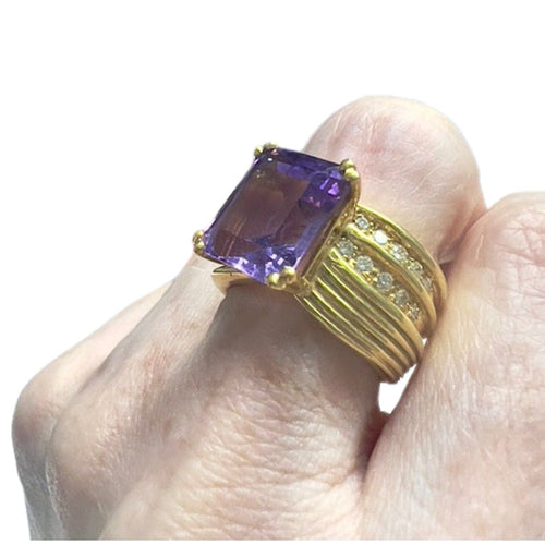 Bague 54 Bague en or avec diamants et améthytes 58 Facettes Q140B(949)