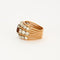 Bague Bague large fil torsadé en or rose 18K, platine, citrine madère et diamants. 58 Facettes