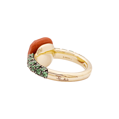 Bague 49 Bague Pomellato "Capri" en or rose, corail et tsavorites. 58 Facettes 34455