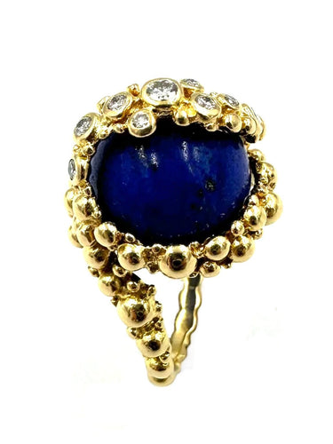 Bague GILBERT ALBERT. Bague or jaune 18K, diamants et billes interchangeables 58 Facettes