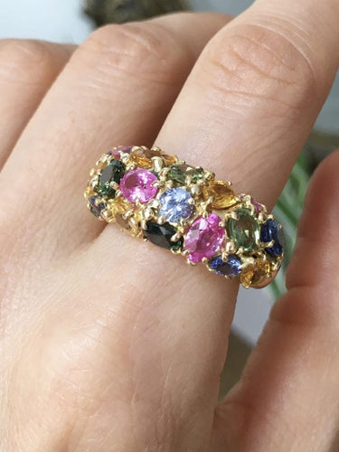 Bague 54 CHAUMET - Bague Tutti-Frutti en or jaune, saphirs 58 Facettes