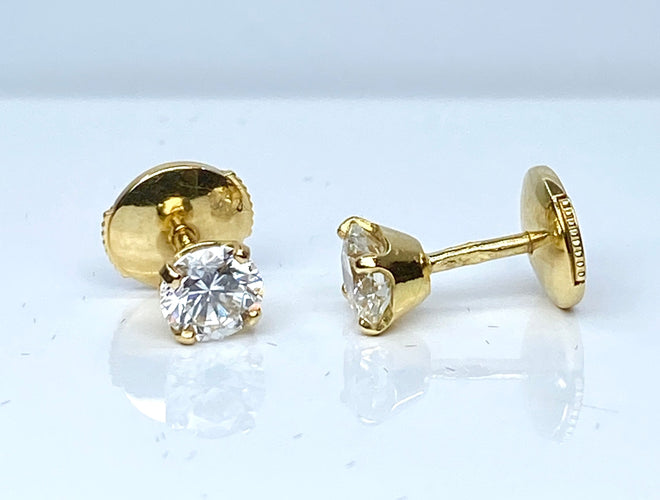 Boucles d'oreilles Boucles d’oreilles puces en or jaune 18 carats, diamants 2x 0,50 carats 58 Facettes AB628