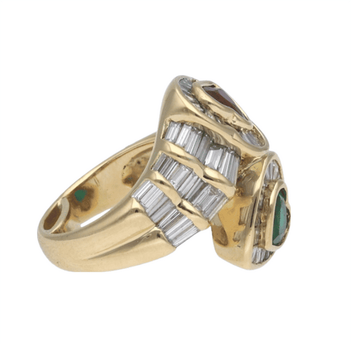 Bague BAGUE EN DIAMANT AVEC RUBIS ET EMERAUDE 58 Facettes 4088