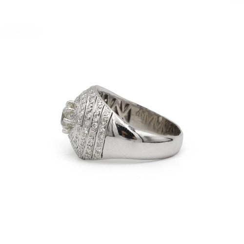 Bague 62 Bague Bombée - Platine & Diamants 58 Facettes 220488R