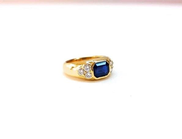 Bague 51 Bgaue chevalière jonc saphir diamants 58 Facettes DV-Faymin