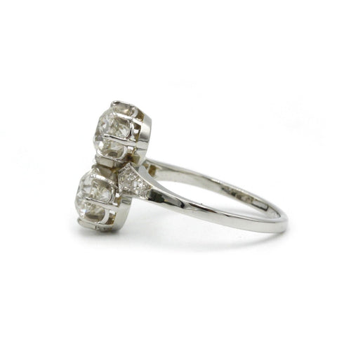 Bague 54 Bague Toi et Moi - Or jaune platine et diamants 58 Facettes 1017