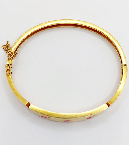 Bracelet Bracelet jonc antique or jaune décoré d'abeilles orné de rubis et de diamants taille roses (circa 1890) 58 Facettes A04772
