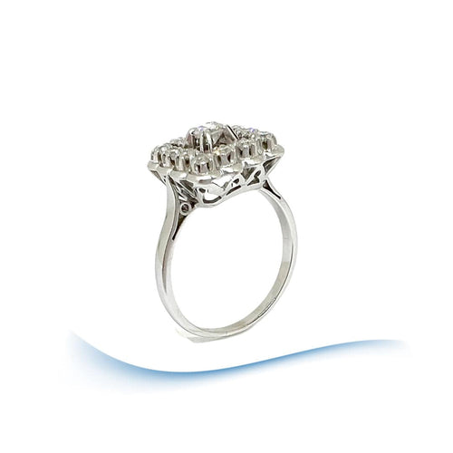 Bague Bague Vintage carrée - Diamants 0,44 carat - Or gris 18 K et platine 58 Facettes AA 1697
