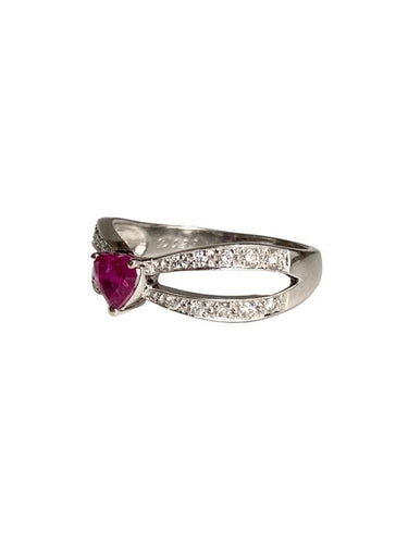 Bague 58 Bague or gris rubis et diamants 58 Facettes