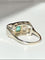 Bague 59 Bague Tank en or blanc et jaune 18k émeraude et diamants 58 Facettes