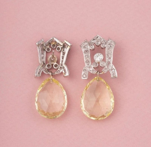 Boucles d'oreilles Boucle d'oreilles Art Déco or gris et diamants 58 Facettes