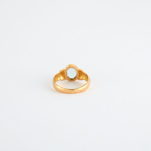Bague Bague Aigue-Marine ovale sertie clos sur or jaune 58 Facettes
