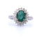 ANELLO IN ORO BIANCO 18 KT con smeraldo 1.80 ct  e diamanti 58 Facettes