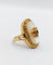 Bague 50.5 Bague marquise vintage or plaque de nacre, marguerite, émeraude et diamants 58 Facettes A03995