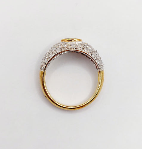 Bague 51 Bague jonc vintage or jaune 18k saphir naturel et pavé de diamant 58 Facettes A06171