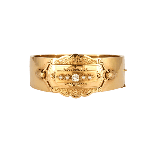 Bracelet Napoléon III Or Jaune Perles 58 Facettes