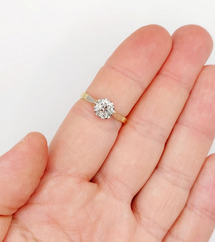 Bague 58 Bague solitaire art deco or jaune diamant taille ancienne 58 Facettes A04994