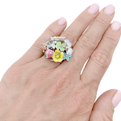 Bague 50 Bague Dior, "Diorette", or blanc, émail, aigue-marine et diamant. 58 Facettes 34642