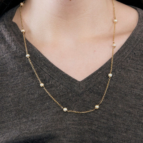 Collier Collier Sautoir or jaune perles de cultures 58 Facettes LP1039/6