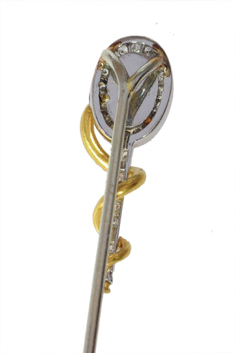 Broche Épingle à bâton d'Esculape : un hommage à la médecine en or et en diamants 58 Facettes 24323-0289