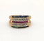 Bague 55.5 Bague Bandeau or jaune sertie de saphirs, émeraudes, rubis et diamants 58 Facettes